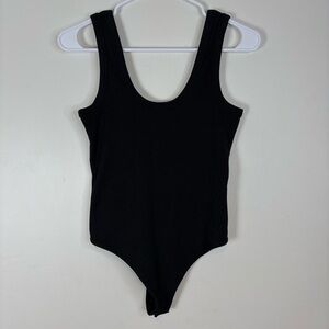 Nuuds Seamless Ribbed Black Tank Bodysuit Small